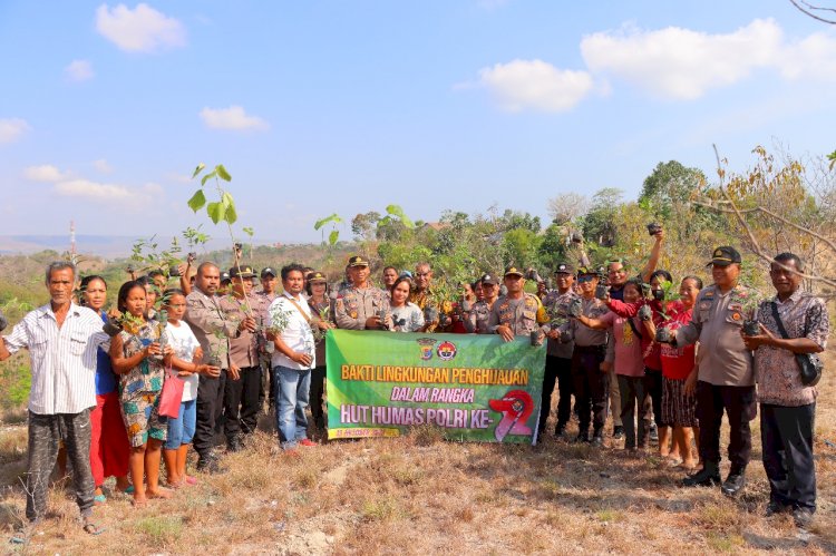 Sambut HUT Humas Polri Ke 72, Polres Sumba Timur Laksanakan Bakti Lingkungan Penghijauan.