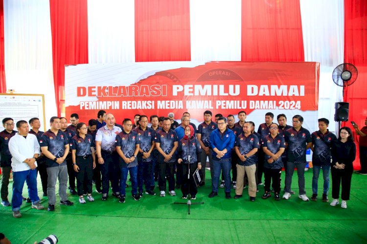 Polri, Dewan Pers, dan Pimpinan Media Deklarasi Pemilu Damai 2024.