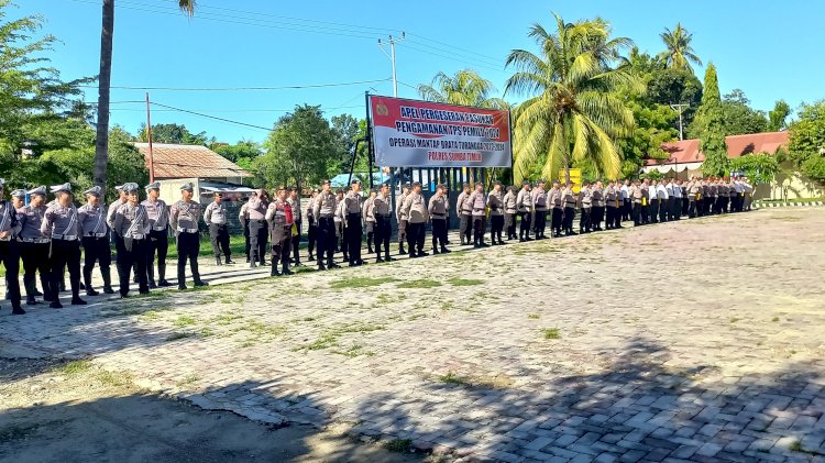 Pimpin Apel Konsolidasi Personil PAM TPS, Kapolres Sumba Timur Ucapkan Terima Kasih Pada Anggotanya.