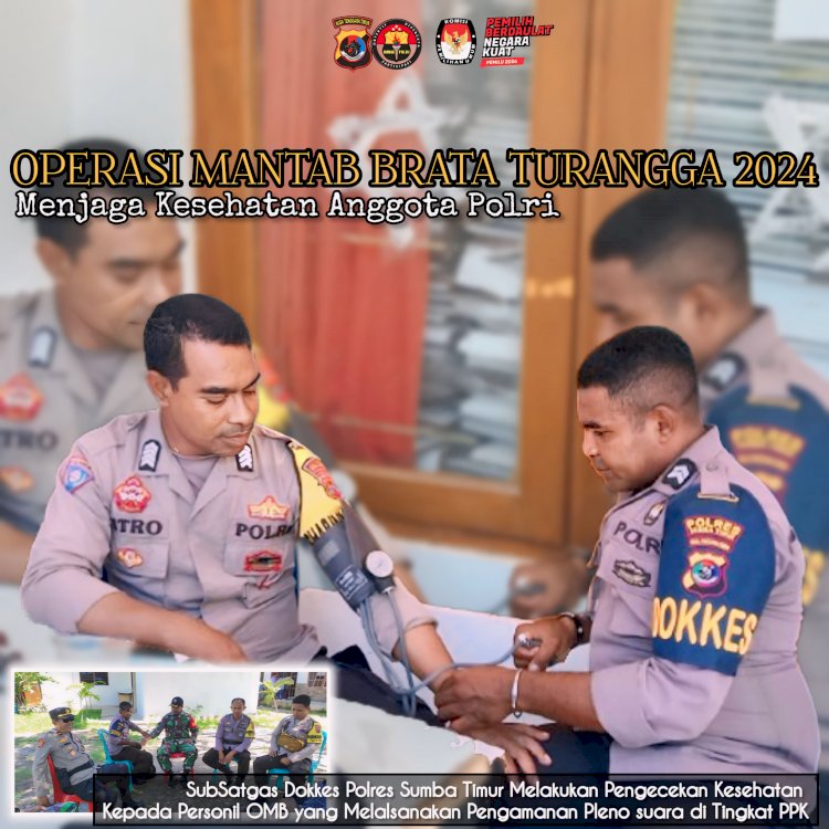 Pastikan Kesehatan Anggota PAM Pleno PPK, Baurkes Polres Sumba Timur Periksa Kesehatan Dan Bagi Vitamin.