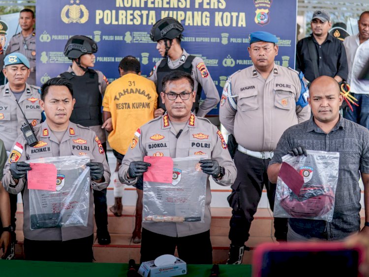 Tersangka Kasus Pembunuhan Seorang Pedagang Semangka ditangkap, Kapolresta Kupang Kota Lakukan Konfrensi Pers
