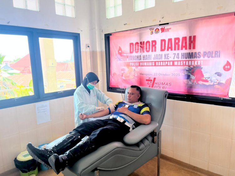 Personel Polres Sumba Timur Gelar Donor Darah Sambut HUT Humas Polri ke-74