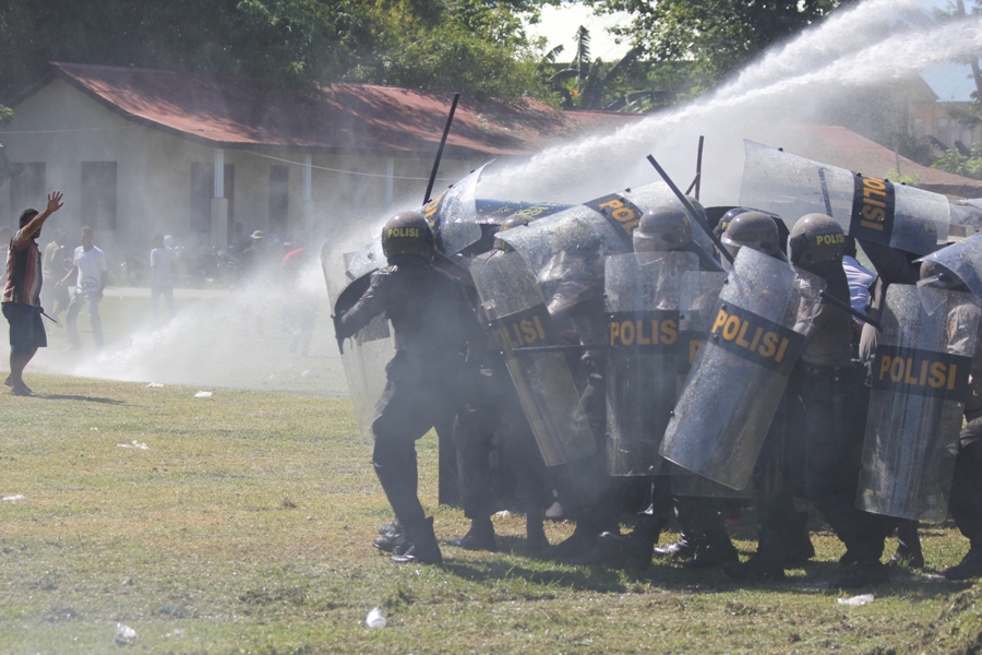 Diduga Sebagai Provokator, Dua Orang Pendemo Diamankan Dalam Simulasi Sispam Kota Ops Mantap Praja Turangga 2018